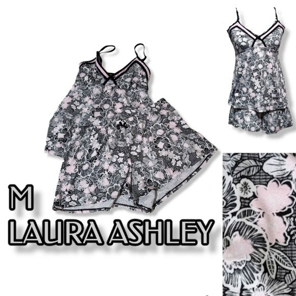 M Laura Ashley Sleep set Cami shorts floral bow - Picture 1 of 10